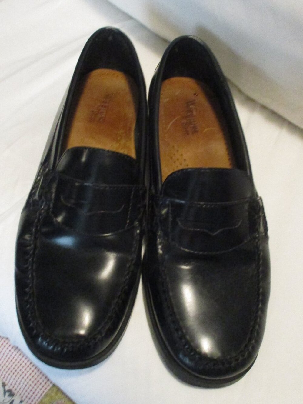 Bass Black Leather Penny Loafers 10 wide - Picture 3 of 10